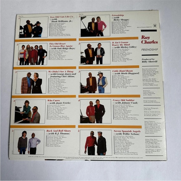 Ray Charles FRIENDSHIP LP
Vinyl Record 1984 [Willie Nelson Johnny Cash] - Picture 2 of 12